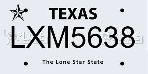 LXM5638 Texas License Plate