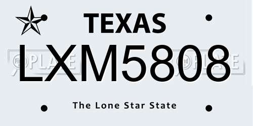 LXM5808 Texas License Plate