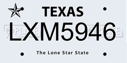 LXM5946 Texas License Plate