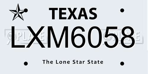 LXM6058 Texas License Plate