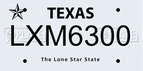 LXM6300 Texas License Plate