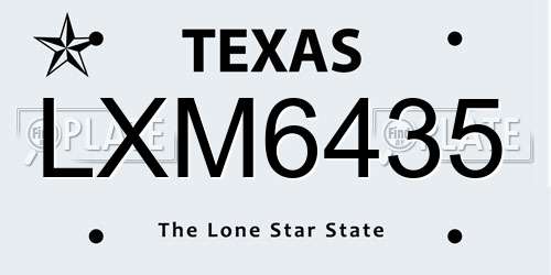 LXM6435 Texas License Plate