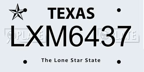 LXM6437 Texas License Plate
