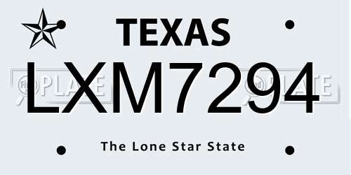 LXM7294 Texas License Plate