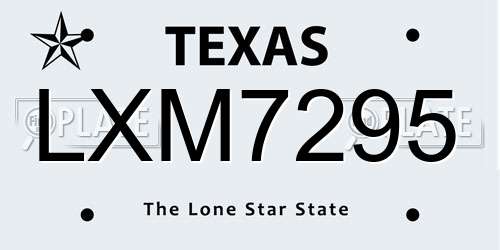 LXM7295 Texas License Plate