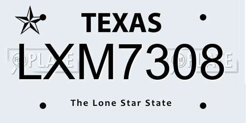LXM7308 Texas License Plate