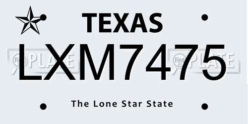 LXM7475 Texas License Plate