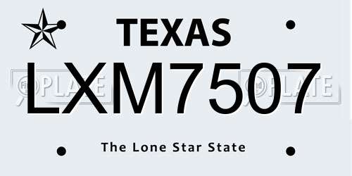 LXM7507 Texas License Plate