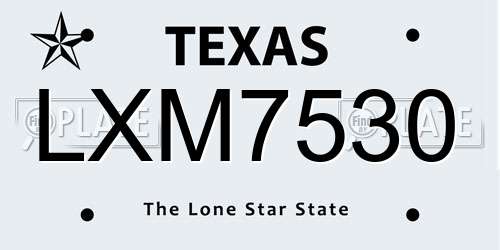 LXM7530 Texas License Plate