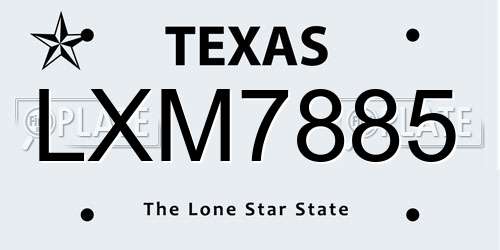 LXM7885 Texas License Plate