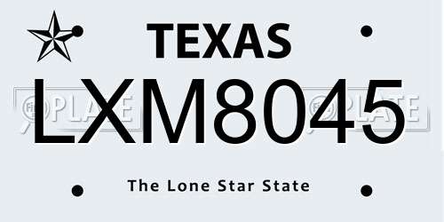 LXM8045 Texas License Plate