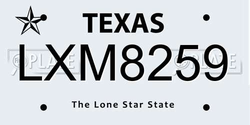 LXM8259 Texas License Plate
