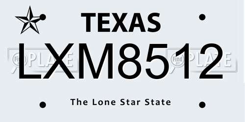 LXM8512 Texas License Plate
