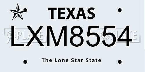 LXM8554 Texas License Plate