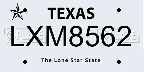 LXM8562 Texas License Plate
