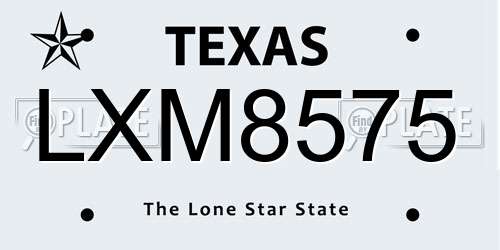 LXM8575 Texas License Plate