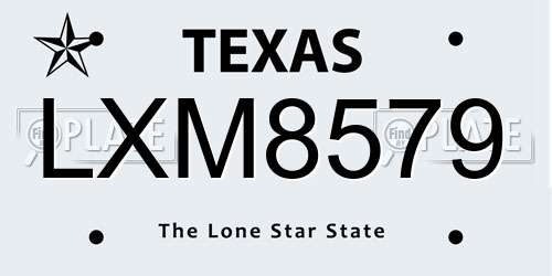 LXM8579 Texas License Plate