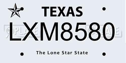 LXM8580 Texas License Plate