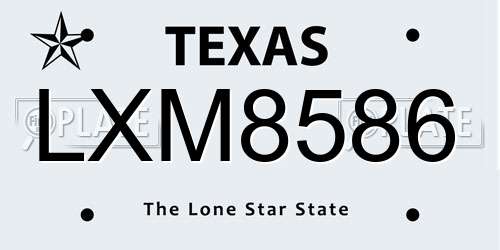 LXM8586 Texas License Plate