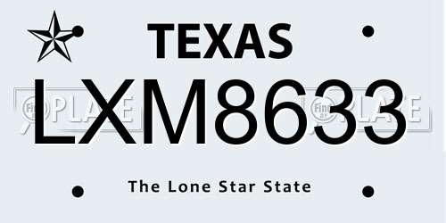 LXM8633 Texas License Plate