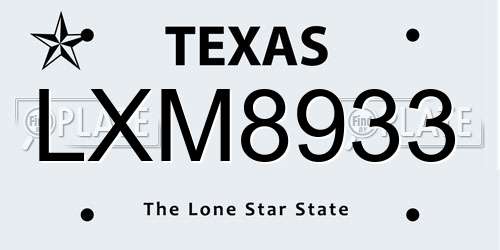 LXM8933 Texas License Plate