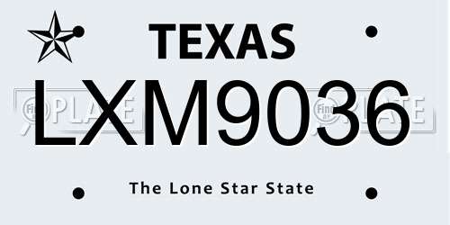 LXM9036 Texas License Plate