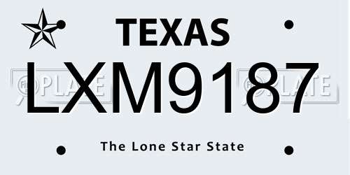 LXM9187 Texas License Plate