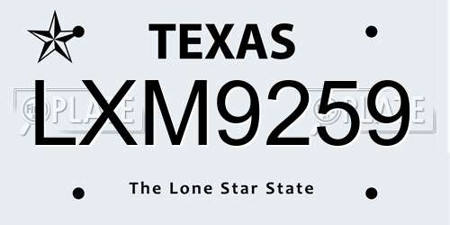 LXM9259 Texas License Plate