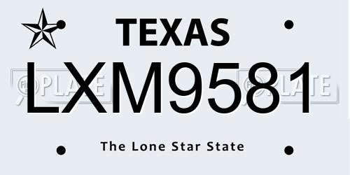 LXM9581 Texas License Plate