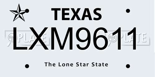 LXM9611 Texas License Plate