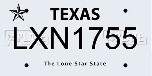 LXN1755 Texas License Plate