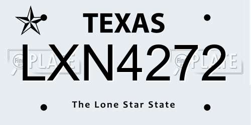 LXN4272 Texas License Plate