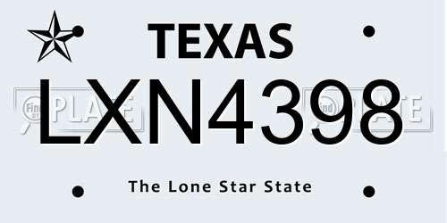 LXN4398 Texas License Plate