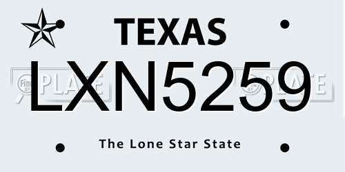 LXN5259 Texas License Plate