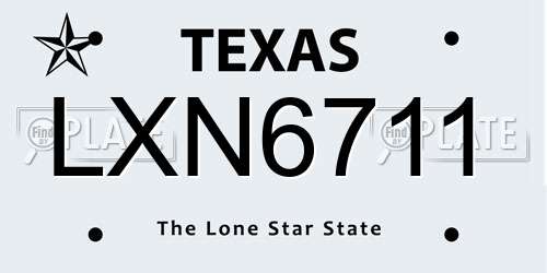 LXN6711 Texas License Plate