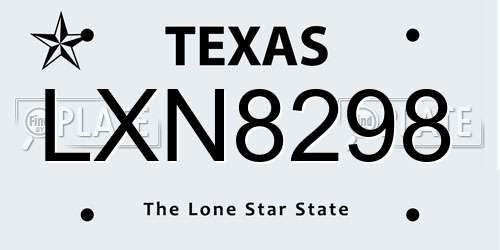 LXN8298 Texas License Plate