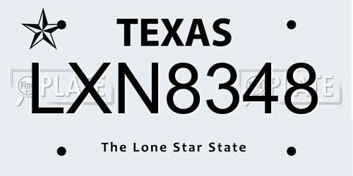 LXN8348 Texas License Plate
