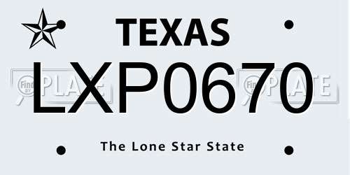 LXP0670 Texas License Plate
