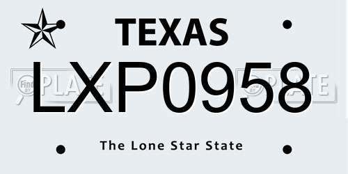 LXP0958 Texas License Plate