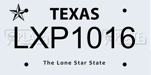 LXP1016 Texas License Plate