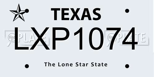 LXP1074 Texas License Plate