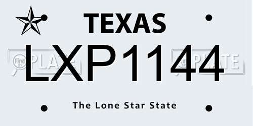 LXP1144 Texas License Plate