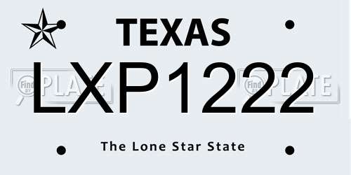 LXP1222 Texas License Plate