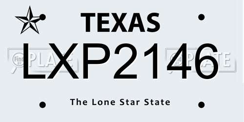 LXP2146 Texas License Plate