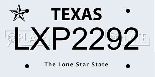 LXP2292 Texas License Plate