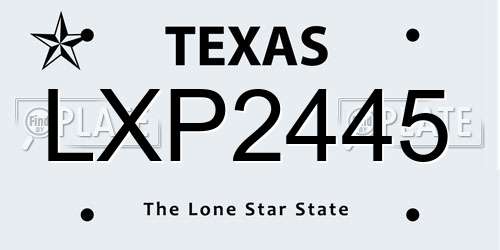 LXP2445 Texas License Plate