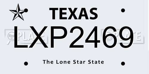 LXP2469 Texas License Plate