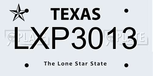 LXP3013 Texas License Plate
