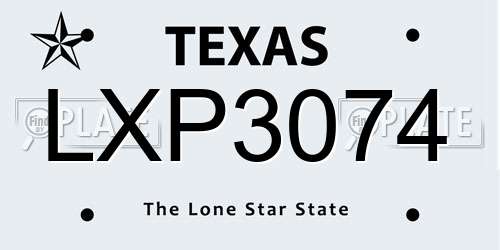 LXP3074 Texas License Plate