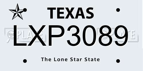 LXP3089 Texas License Plate